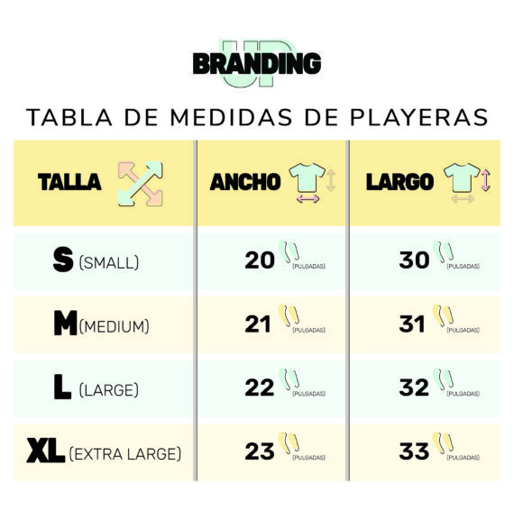 Branding UP Tabla de medidas de playeras